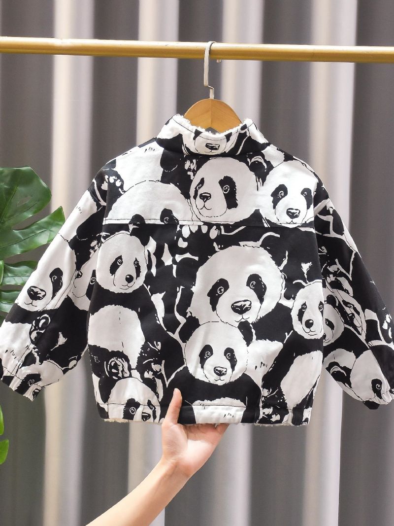 Fiúk Panda Print Bélelt Dzseki