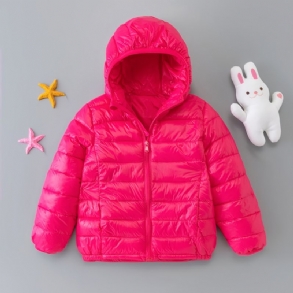 Gyermek Pehelykabát Őszi Téli Alkalmi Egyszínű Kapucnis Meleg Bélésű Kabát
