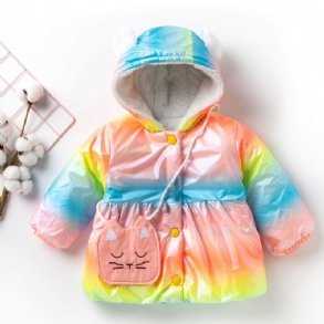 Toddler Lányok Rainbow Striped Catpack Vastagított Kabát