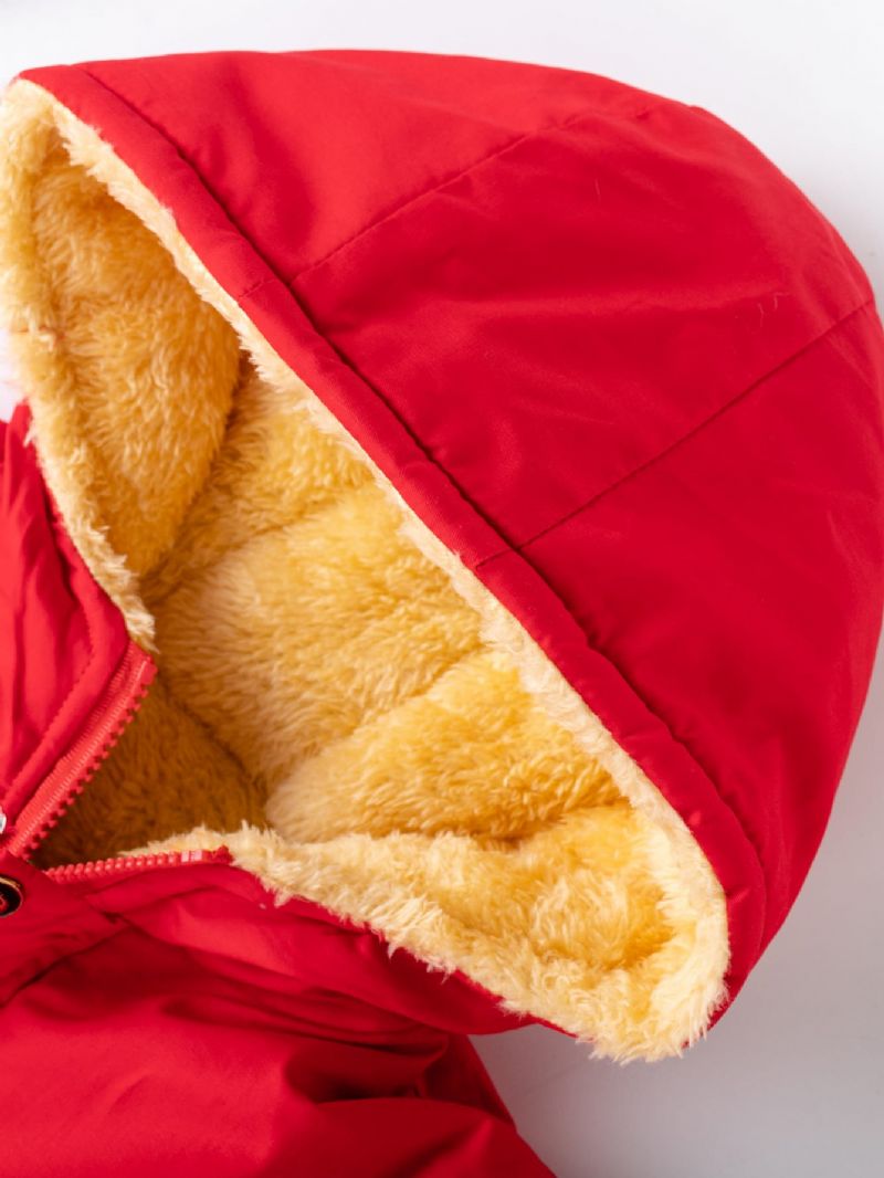 Új Őszi Téli Fiúk És Lányok Kabátok Gyerekeknek Terepszínű Nyomtatott Betűk Alkalmi Vastagított Kapucnis Pamut Ruhák