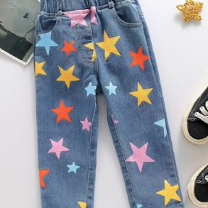 Lányok Színes Stars Print Jeans