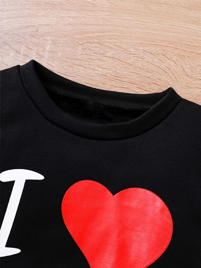 2db Fiúk Causal Active Szett I Love Papa Print Pullover Pulóverrel És Melegítőnadrággal Télre