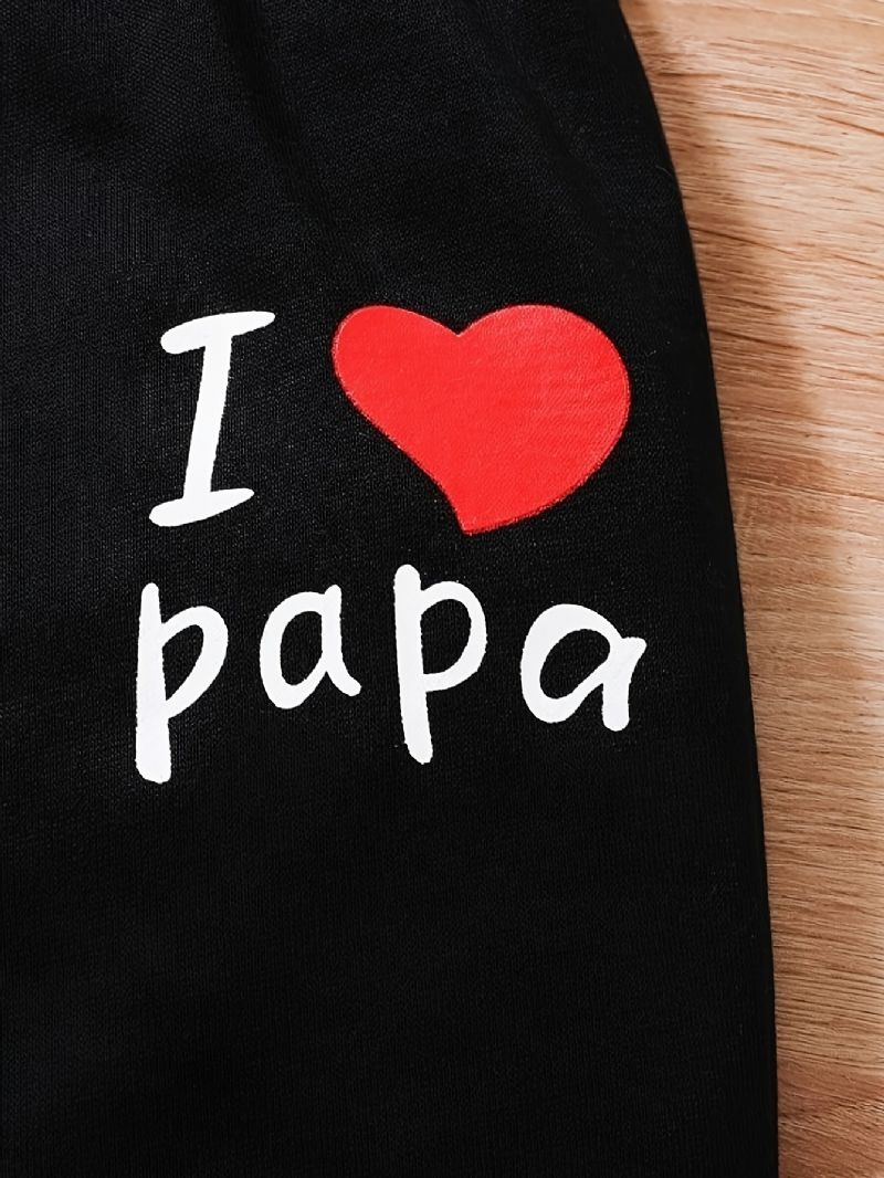 2db Fiúk Causal Active Szett I Love Papa Print Pullover Pulóverrel És Melegítőnadrággal Télre