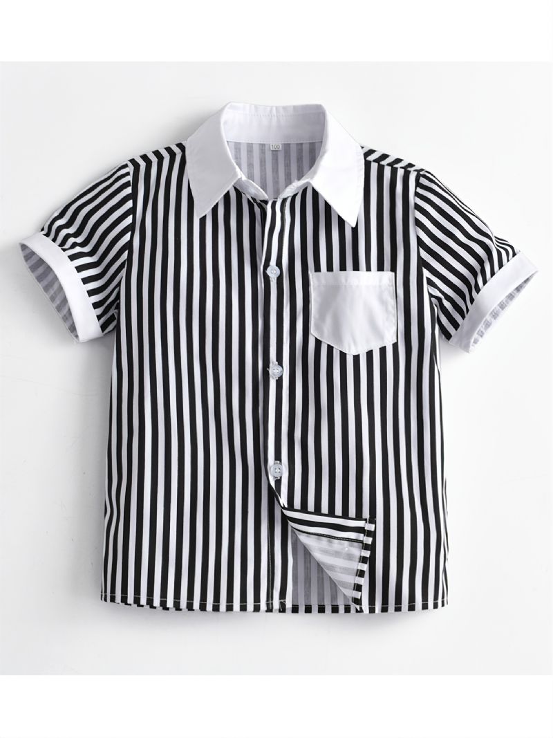 Bébi Fiúk Gentleman Outfit Hosszú Ujjú Csíkos Rövid Ing És Nadrágtartó Rövidnadrág Szett