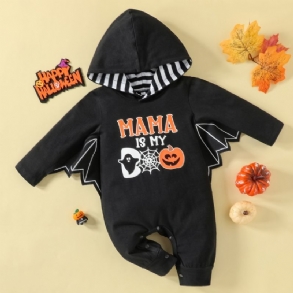 Bébi Fiúk Halloween Pumpkin Romper Jumpsuit Szárnyakkal